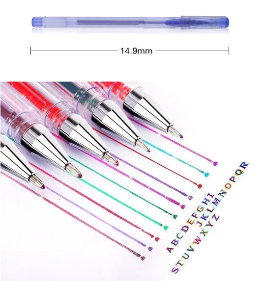 Colour gel pen set showing 2.2mm large inner diameter for smooth writing performance