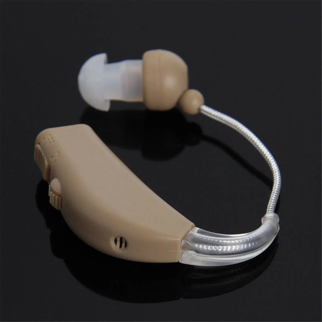 Rechargeable behind-the-ear digital hearing aid amplifier with Mini ear component