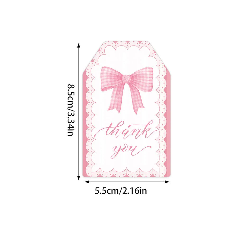Birthday party gift label tags set with bowknot designs and hemp rope ties