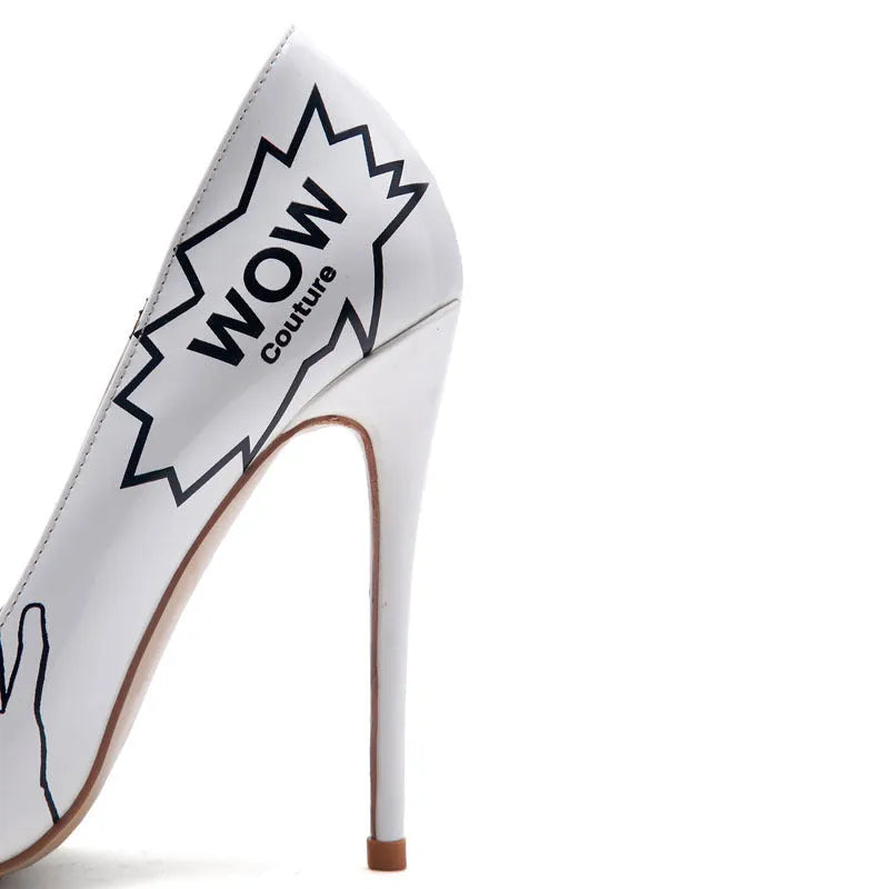 3D printed high heels in black grey with 12cm heel, breathable microfiber upper, and non-slip rubber sole