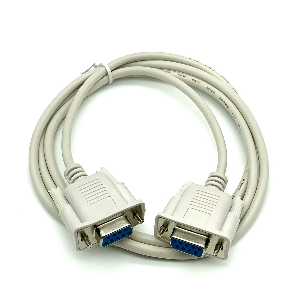 Milky white female to female DB9 serial cable with 1.5 metre length