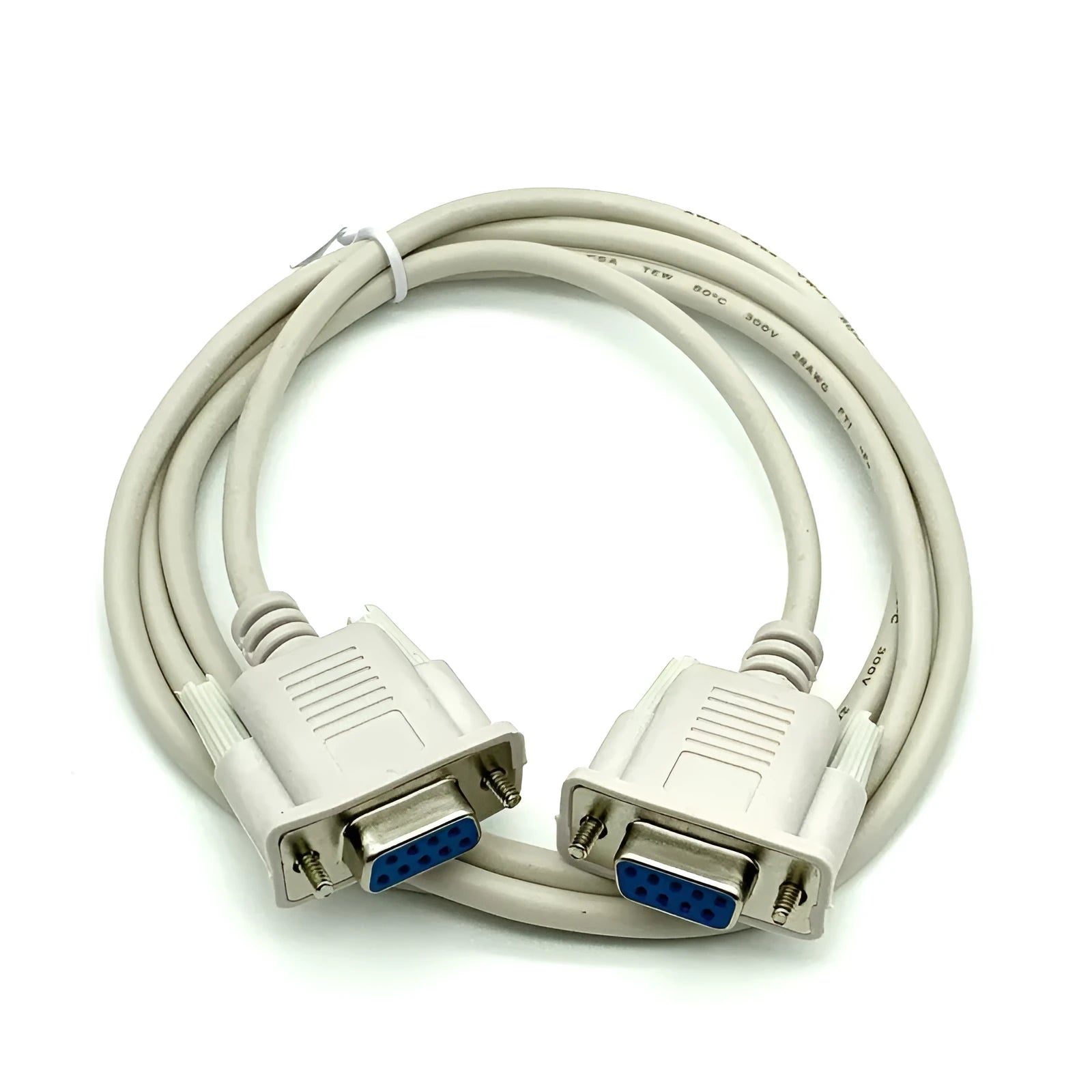 Milky white female to female DB9 serial cable with 1.5 metre length