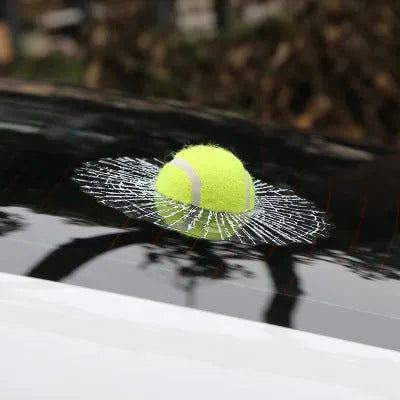 Set of 6 3D stereo car decals with basketball, football, tennis, baseball, and soccer ball designs on glass surface