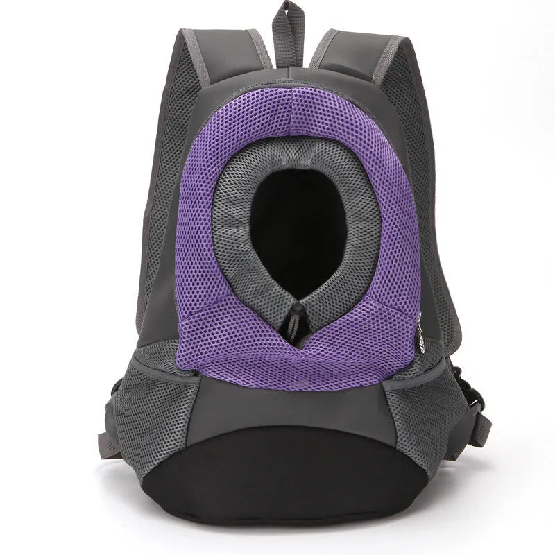 Pet sling carrier bag with breathable mesh top and PU leather bottom, available in multiple colors for small dogs and cats