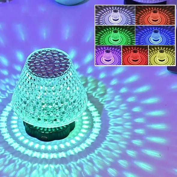 Crystal decorative table lamp with touch sensor base and LED lighting