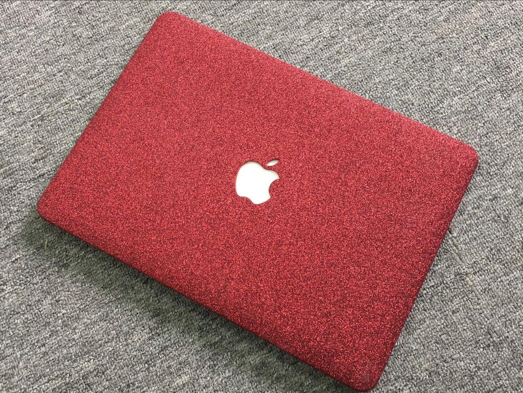 MacBook flash powder protective case in PC plastic with imitation leather and leather accents, shown in Rose Gold colour for Air13 model