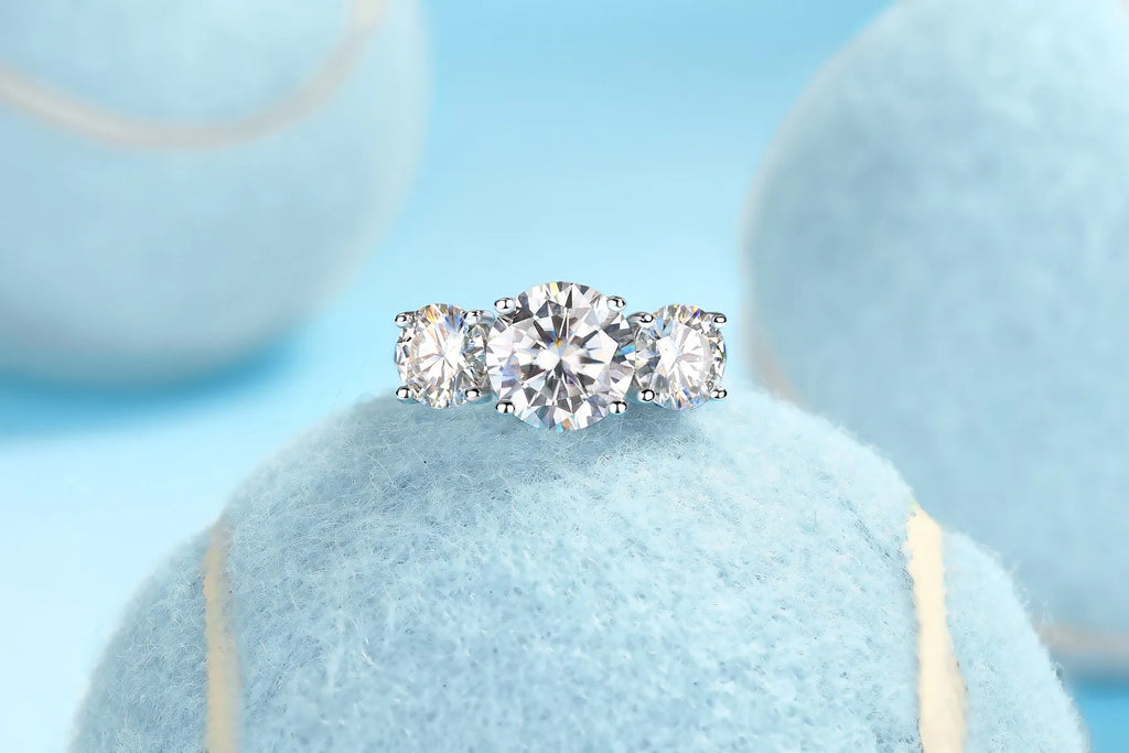 Three Lives Of Fortune 3-carat moissanite wedding ring set in platinum-plated S925 silver with gift box
