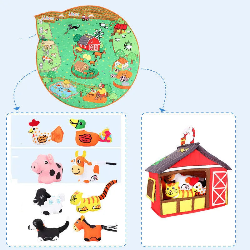 Baby play blanket with animal print design for crawling and tummy time, 1cm thickness
