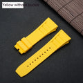 Punk style silicone watch band replacement in black with 25mm strap ear width