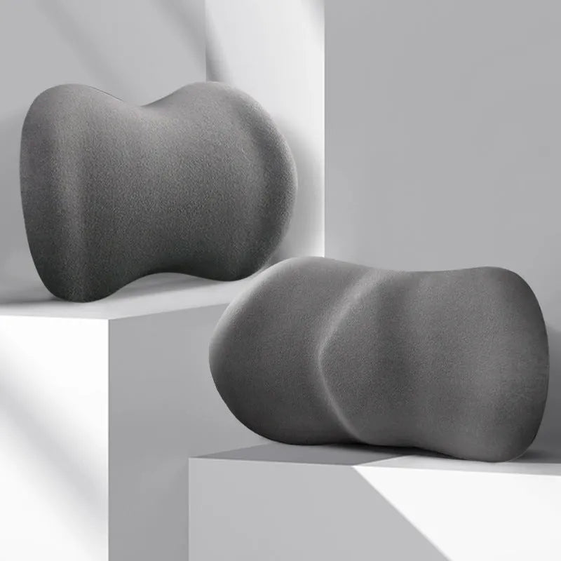 Car headrest pillow and lumbar support cushion set in multiple colour options