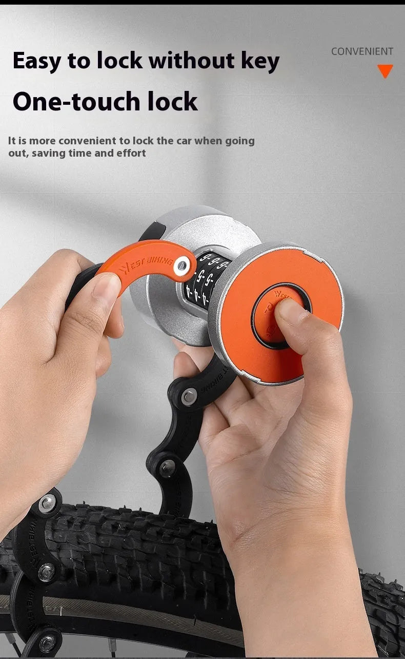 Black bicycle fliplock password anti-theft folding lock for mountain bikes and electric cars.