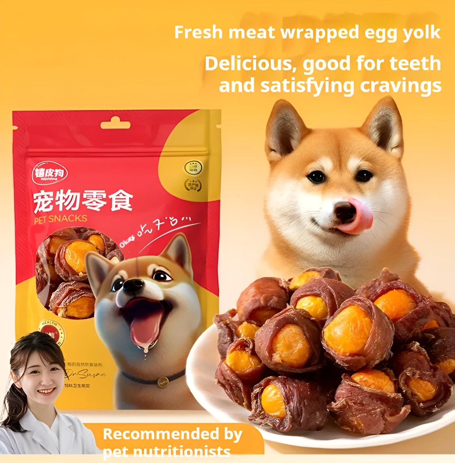 Dog snack egg yolk chicken duck meat small molar training reward food