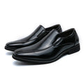Men's patent leather pointed toe casual shoe in black, breathable waterproof, rubber sole, low tube design