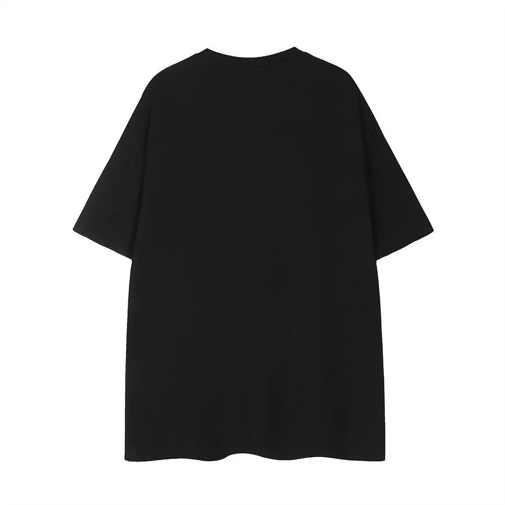 Men's short sleeve pure cotton top with strawberry embroidery, available in black or white, sizes M L XL