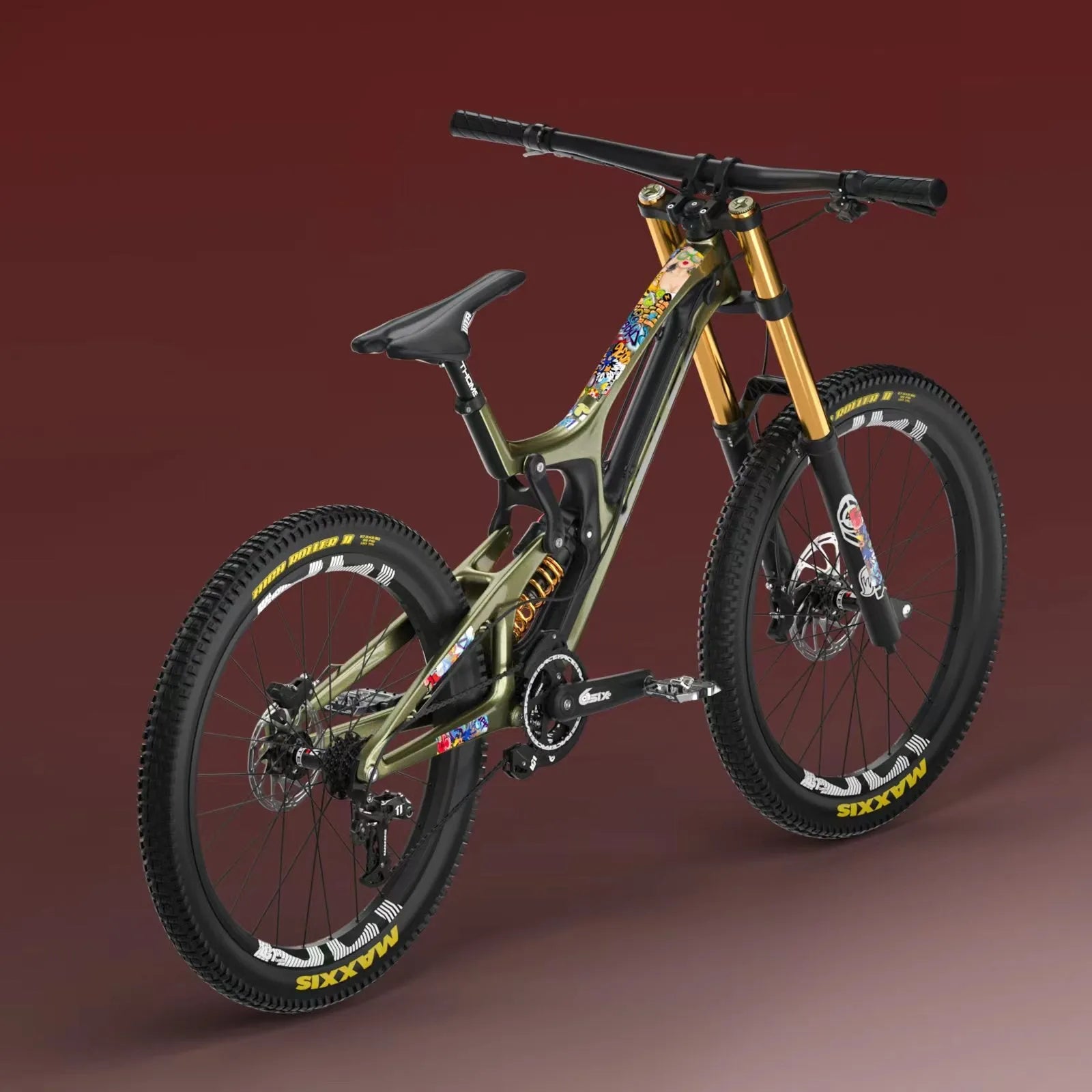 PVC frame colour changing film for mountain bike protection in caterpillar style pattern on black frame