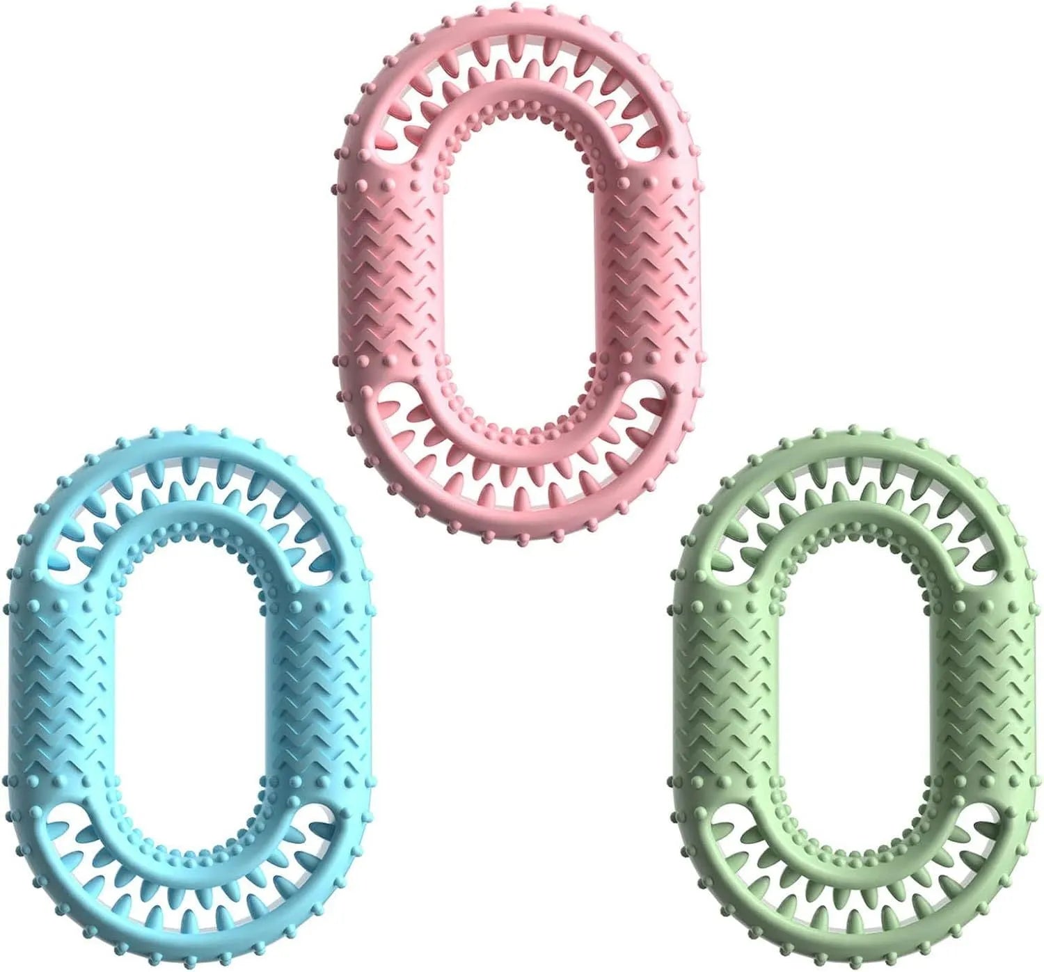 Blue O-ring shaped durable dog chew toy for aggressive chewing and dental care.