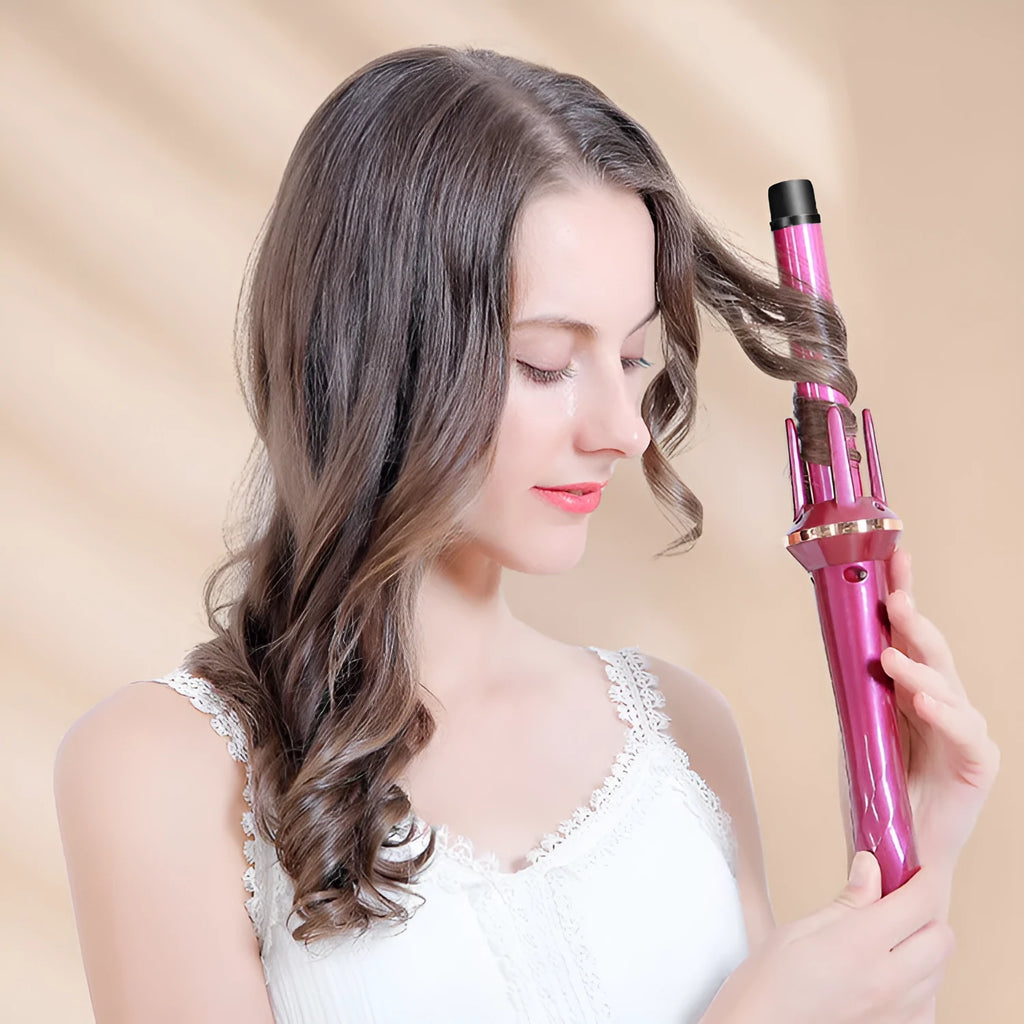 Electric hair curler with tourmaline ceramic barrel for big wave styling in white option