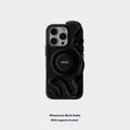 Leather protective phone case for Apple iPhone showing full coverage design in black colour