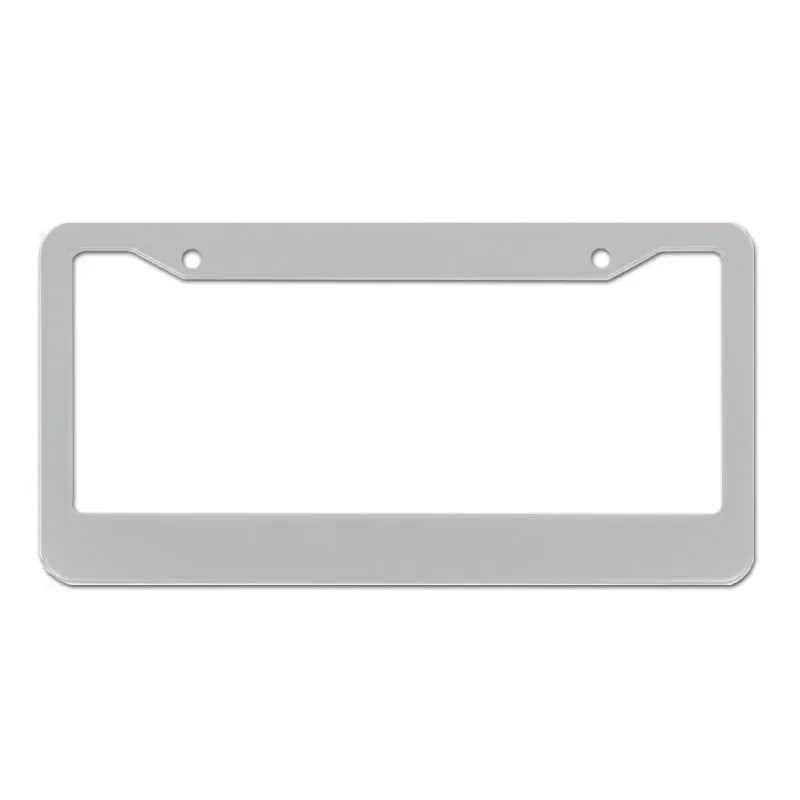 Minimalist black aluminium alloy license plate frame with round holes for an American Standard car.