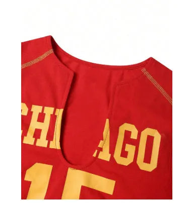 Red hollow sleeveless sports vest with 3D digital printing, polyester pullover, 50cm length, sizes S M L.