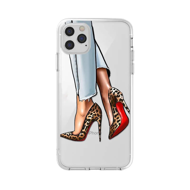 Women's painted TPU back cover phone case for iPhone XR and Samsung series in colour 40233.