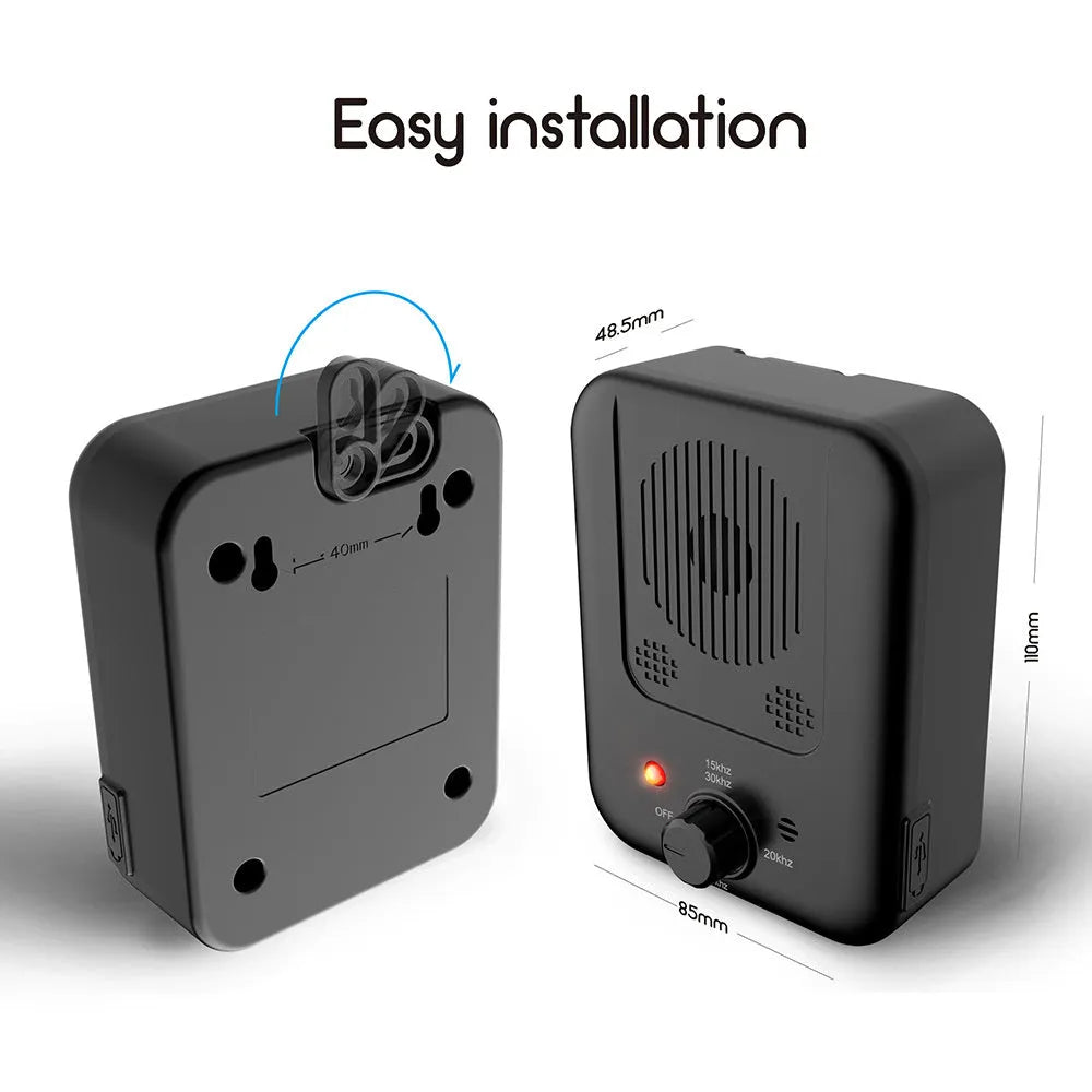 Ultrasonic anti barking device for dogs with USB cable and hook for hanging outdoors