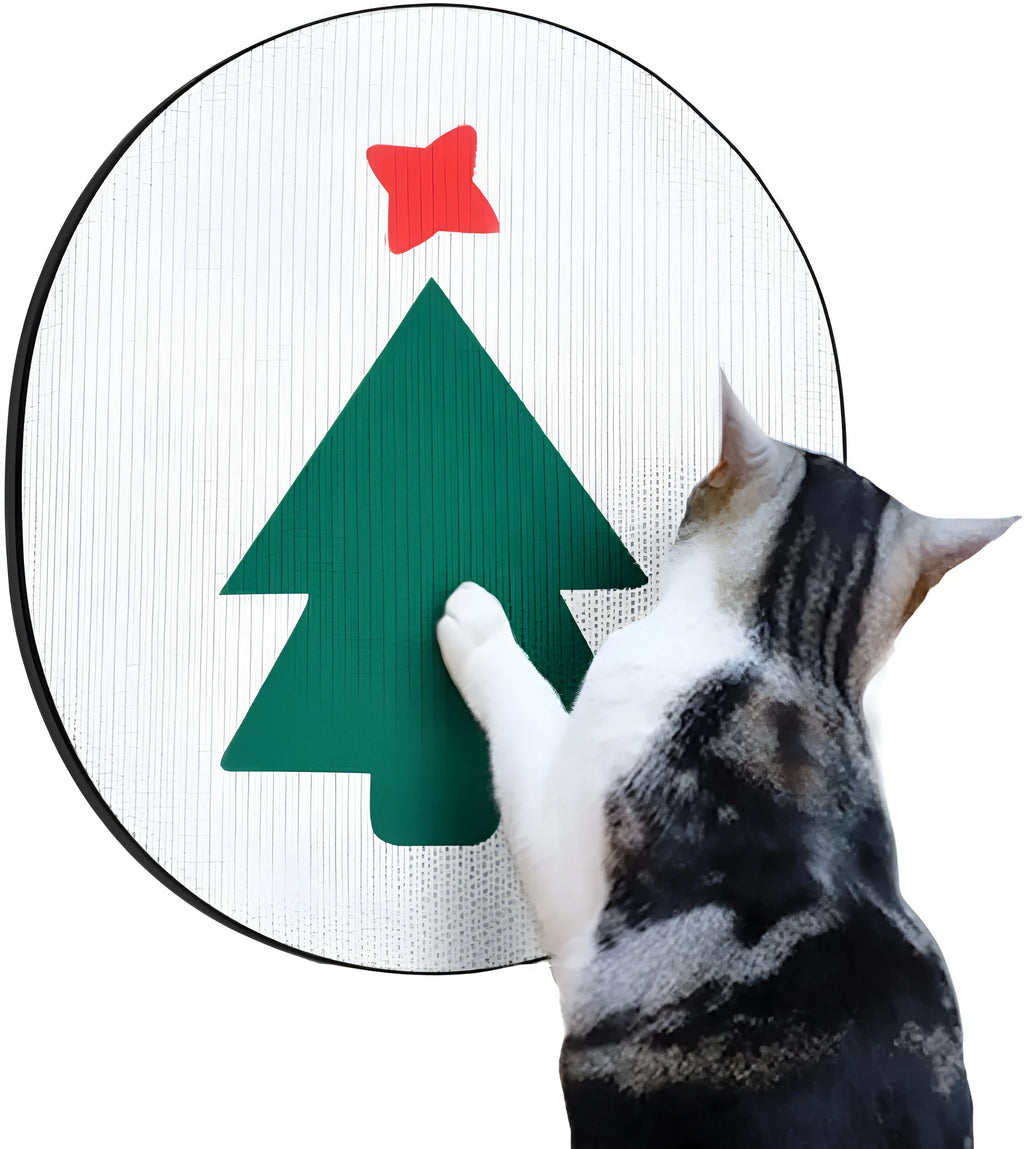 Wall-mounted vertical cat scratcher with corrugated cardboard surface measuring 35x44 cm