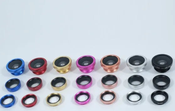 Mobile phone camera lens kit with fisheye and macro lenses for smartphone photography