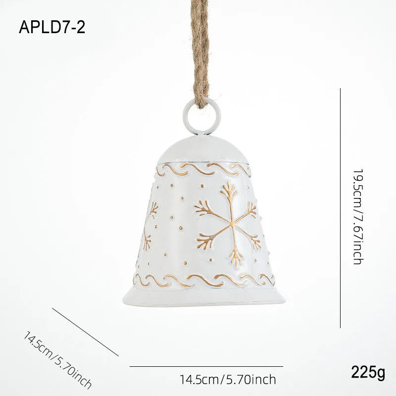 Wrought iron Christmas bell ornament with Santa Claus design in gold colour
