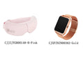 White and pink smart watch connected to a suede cloth eye massager