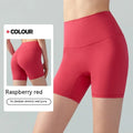 Women's Lycra yoga shorts in leaf green with high elastic waistband and short length for summer fitness