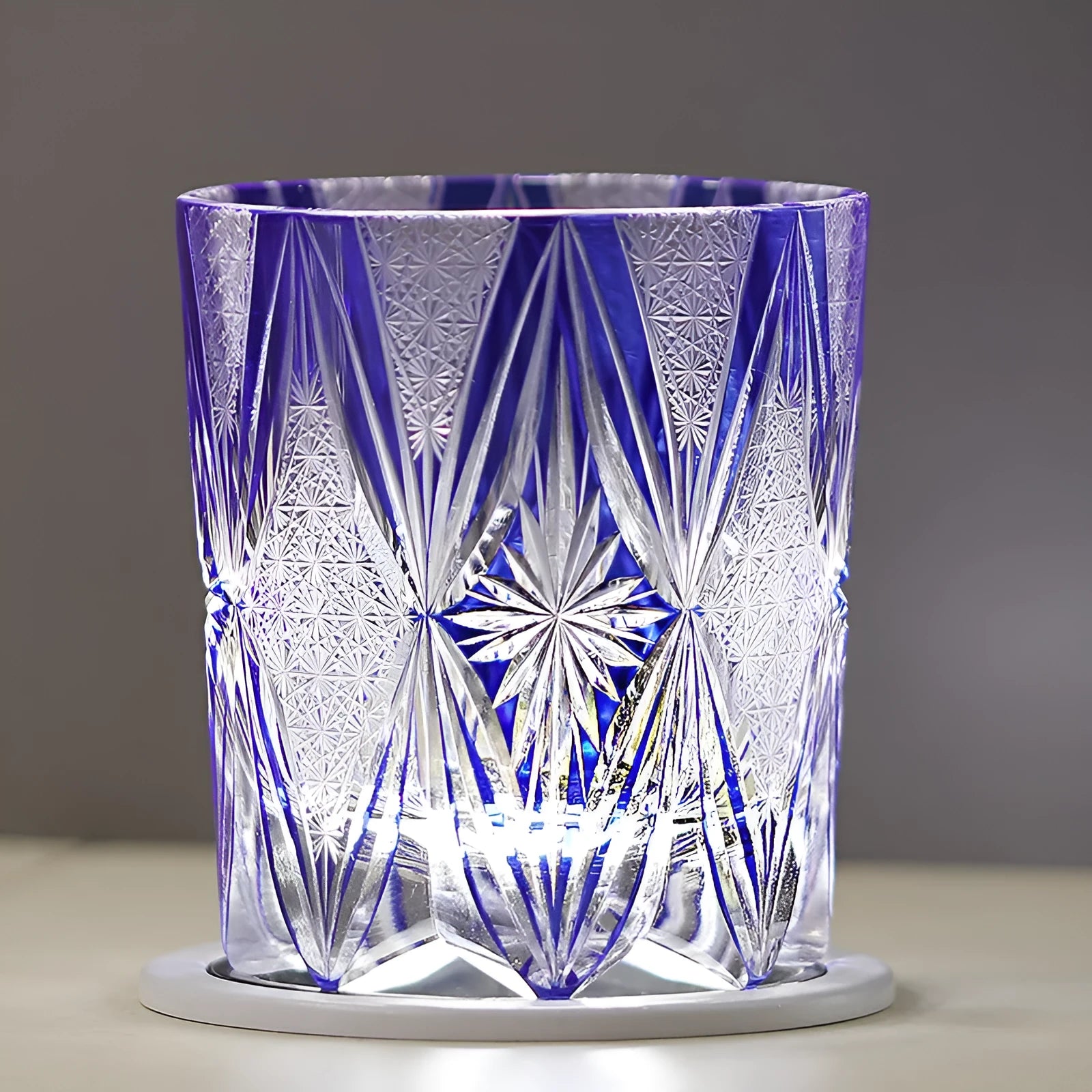 Hand carved blue crystal glass wine glass with 260ml capacity, Japanese mild luxury retro style