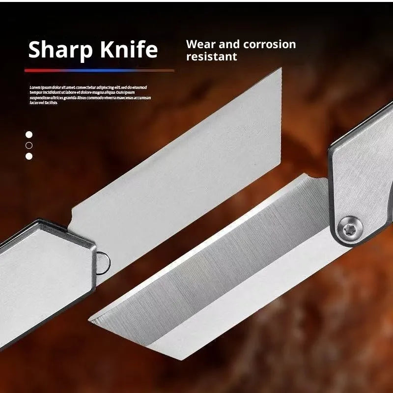 Thickened mechanical deformation folding knife with silver stainless steel blade and 67mm handle