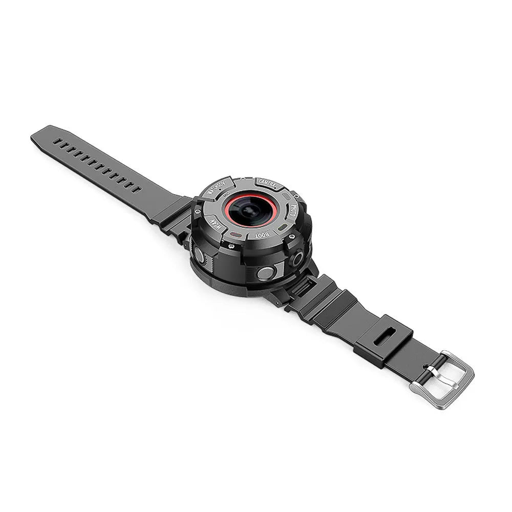 Black waterproof sports digital camera with 290mm length showing USB port
