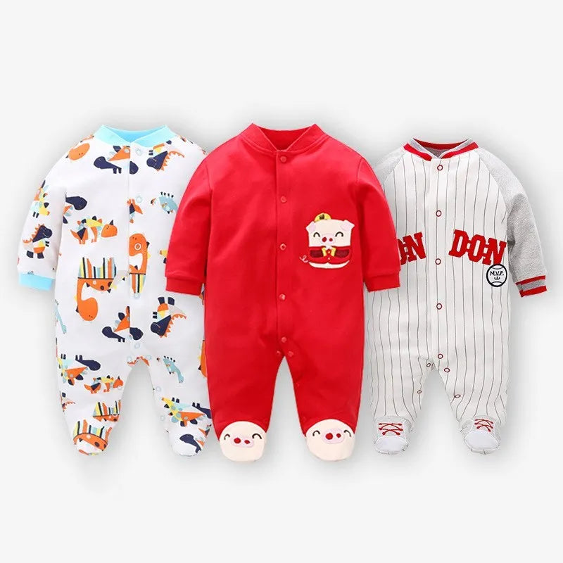 Cotton baby bodysuit with red deer print, short sleeves, sizes 59cm to 80cm, 99.9% cotton.