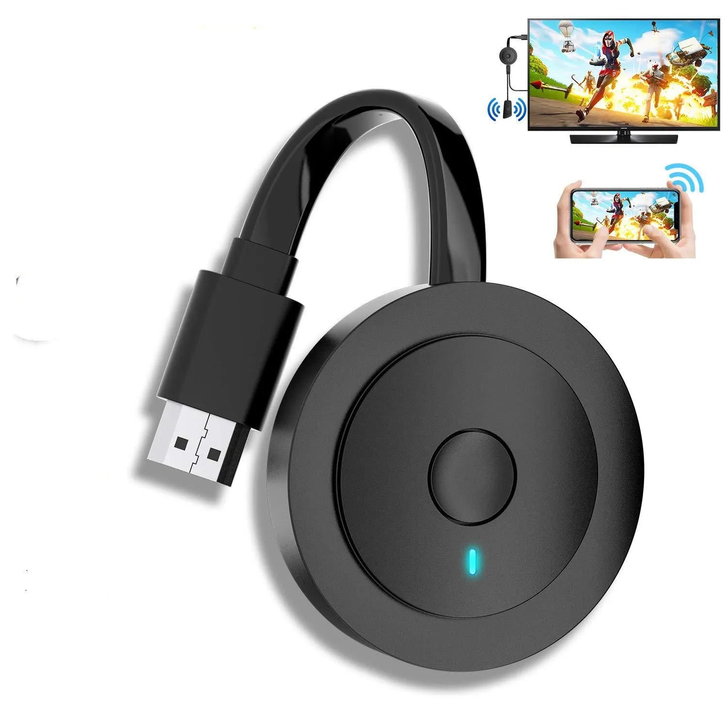 Pushbao dual-band Wi-Fi dongle with HDMI connector, 1080p output, 12x90x30mm size