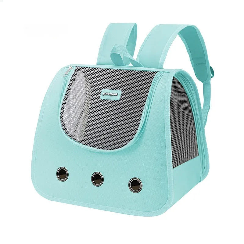 Medium capacity Oxford fabric pet backpack with medium hard sides in light blue colour