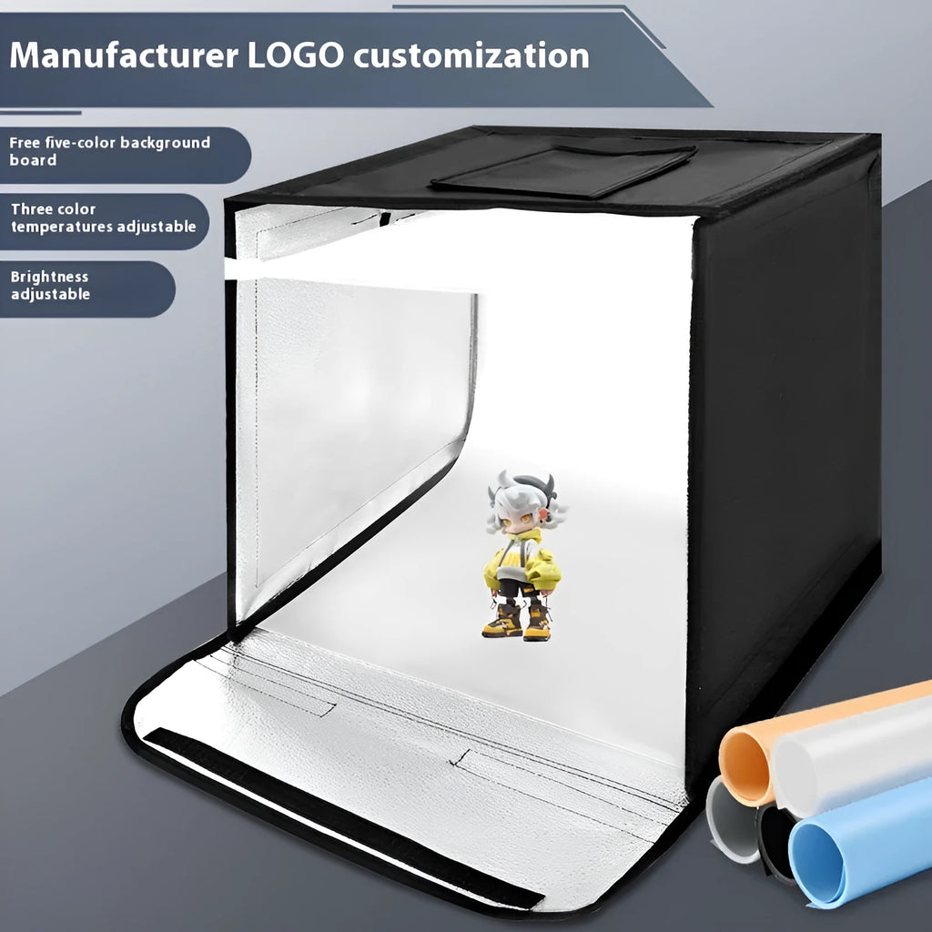 50cm collapsible studio light box with metal frame and USB powered lights