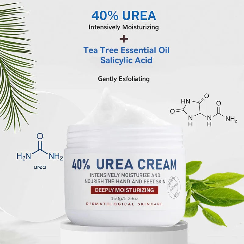 Urea moisturising face cream 150g tub, softens skin and removes dead skin