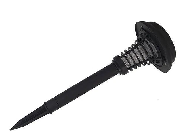 Black solar insect killing mosquito lawn lamp with UV purple light and white LED for garden pest control