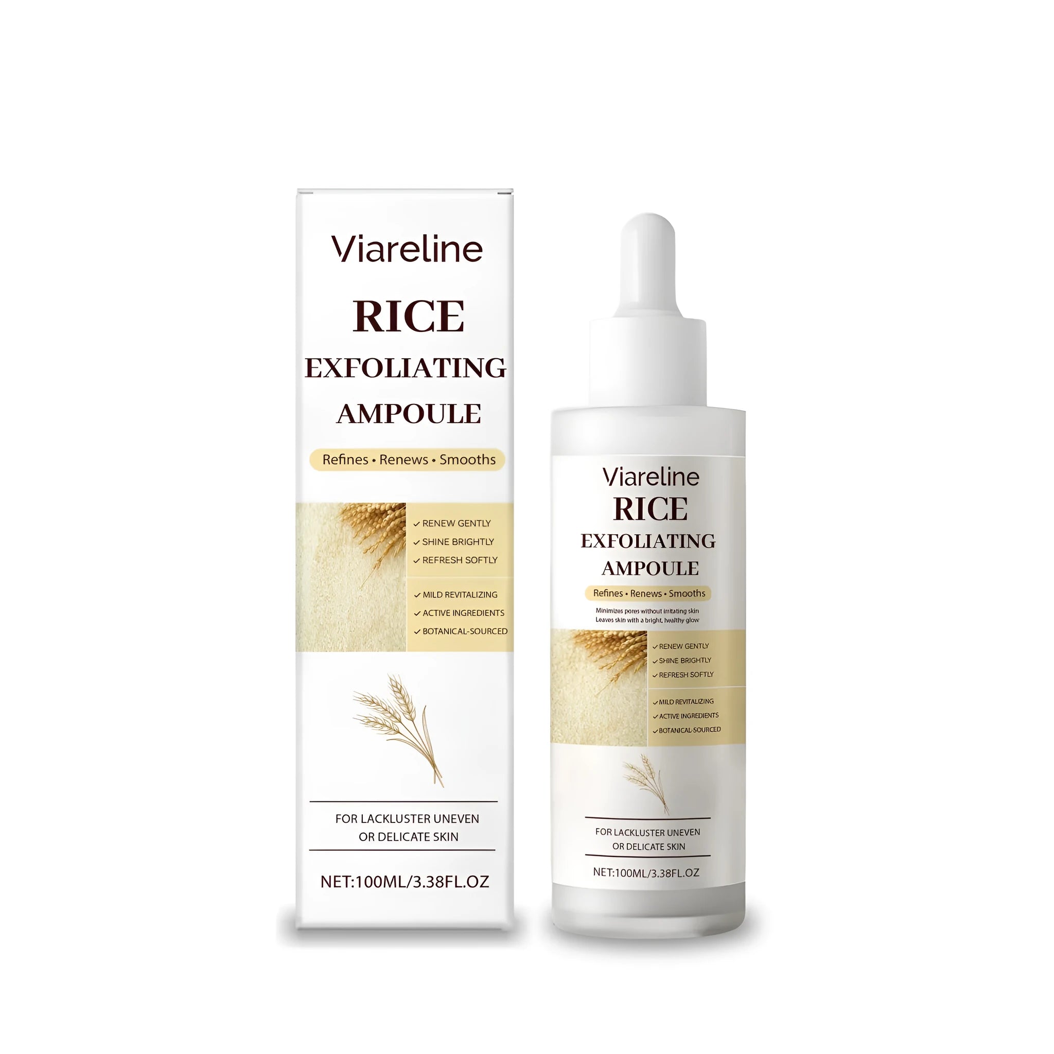 100ml bottle of rice moisturising exfoliating liquid for facial skincare