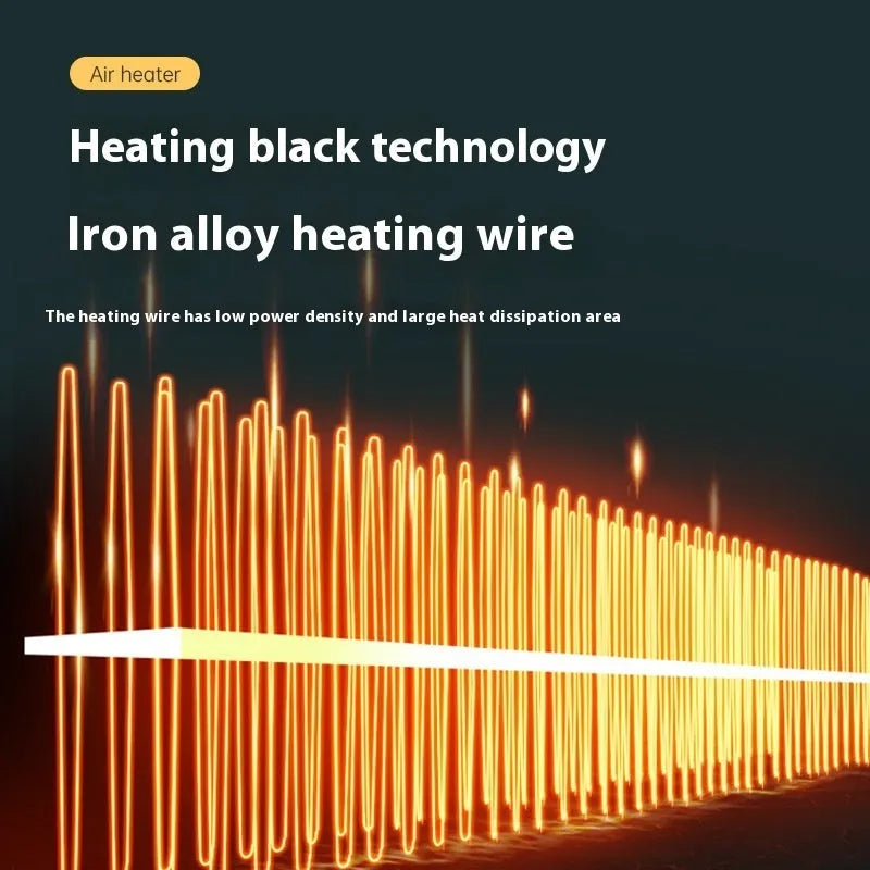 Small white electric heater for desktop use with dimensions 290mm wide by 2240mm long