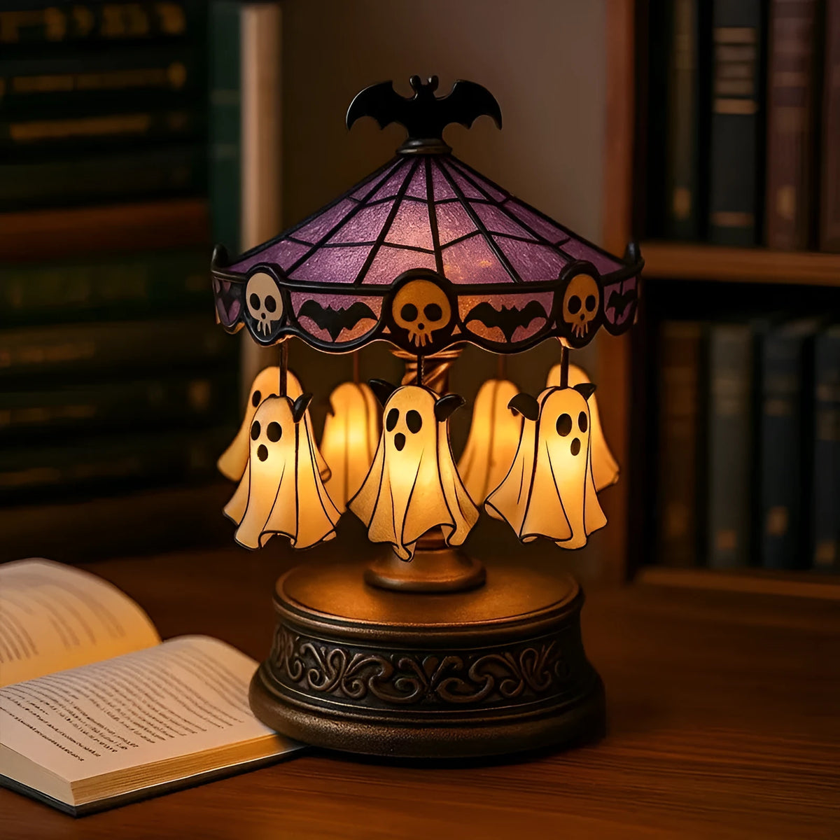 Ghost carousel night light European style decorative lamp artificial material half-handmade home lighting
