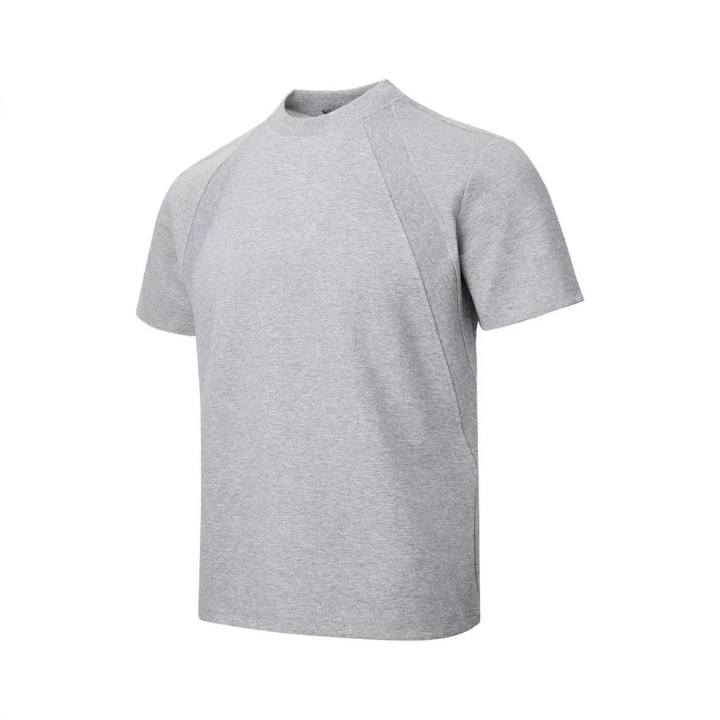 Women's loose fit short sleeve top with air layer stitching detail in grey.