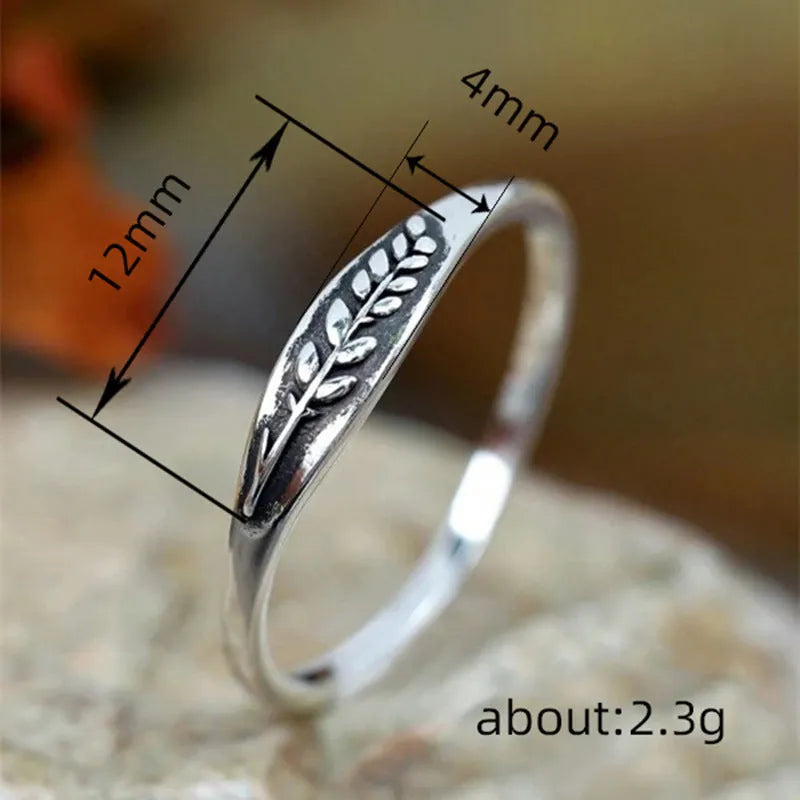 Copper wheat relief simple design single ring for women, antique silver electroplated finish, flower shape