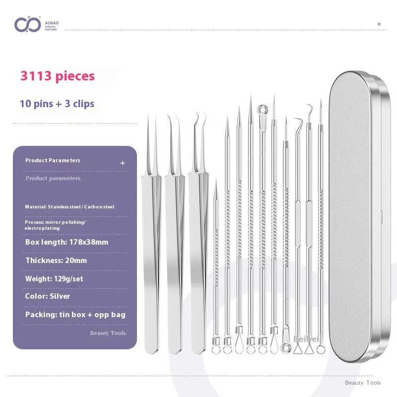 4-piece metal acne needle set with ultra fine pointed tips for precise skincare application