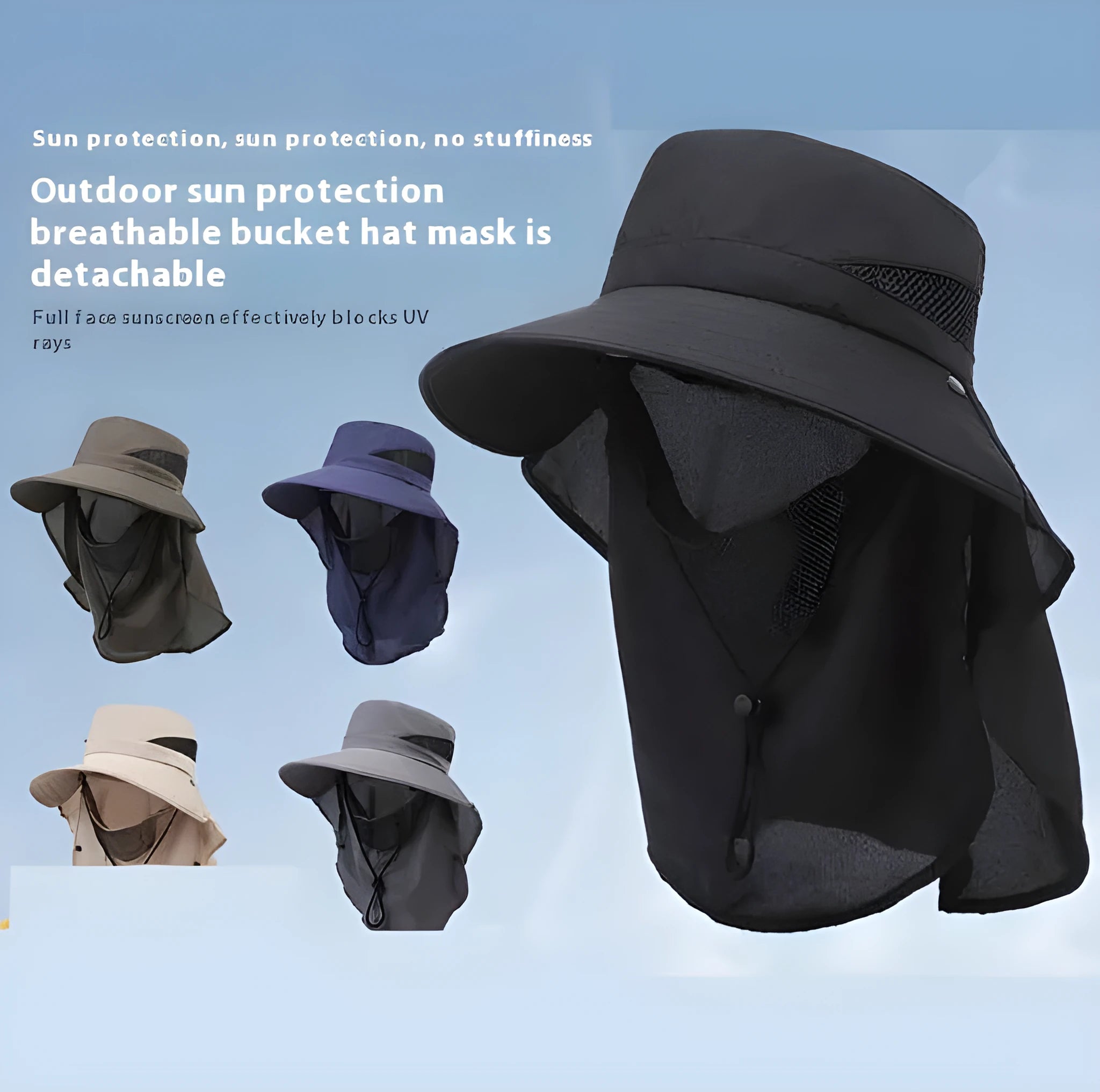 Men's khaki fisherman hat with wide brim and adjustable drawstring cord for sun protection.