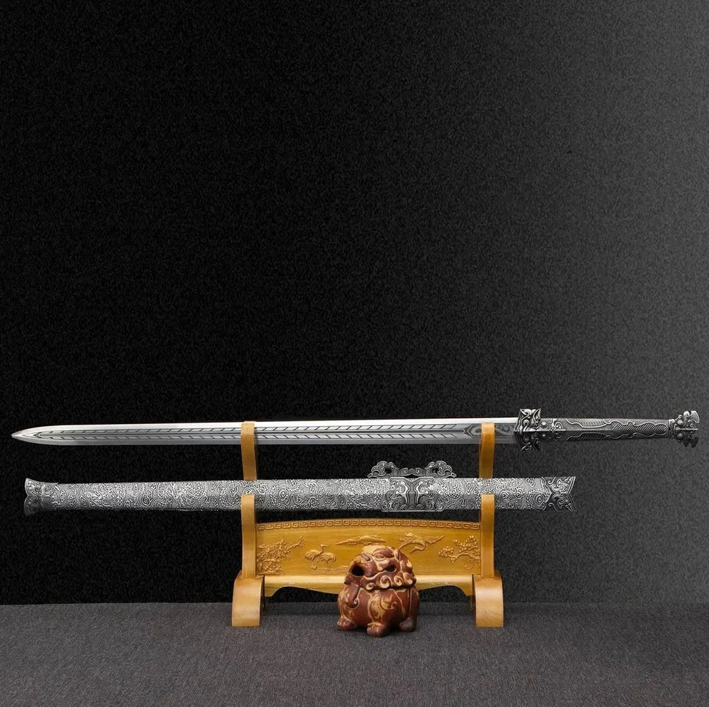 Beast Beak integral sword high manganese steel unsharpened blade 103CM with solid wood leather scabbard