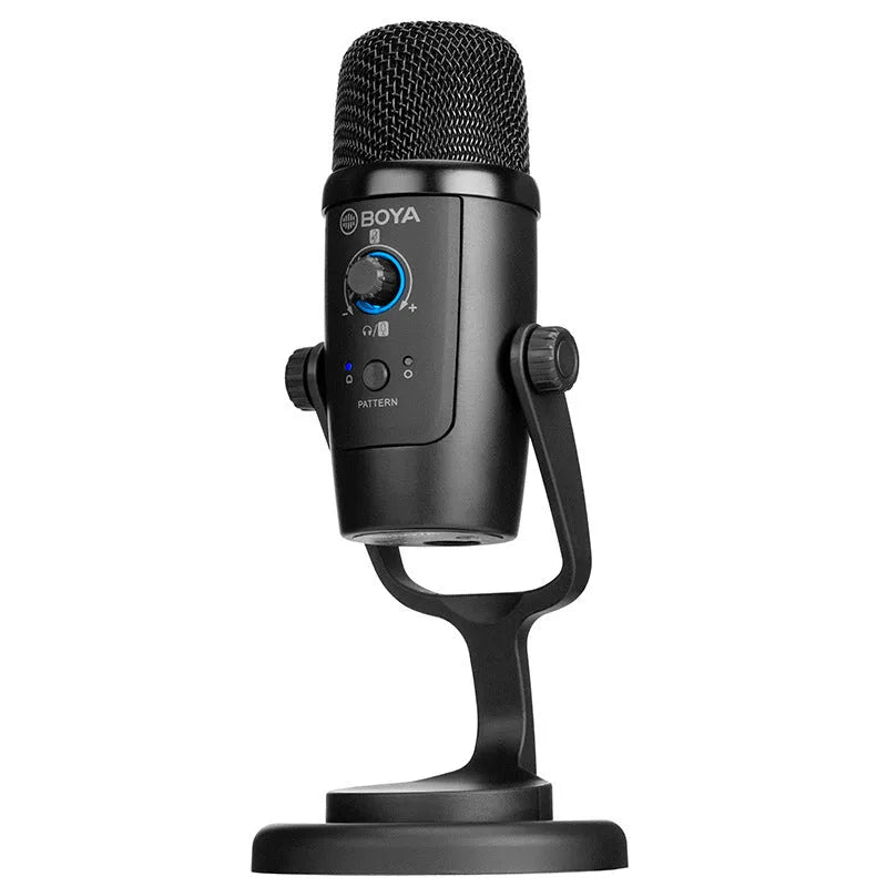 Boya BY-PM500 black USB microphone with built-in sound card, cardioid/omnidirectional patterns, Type-C interface