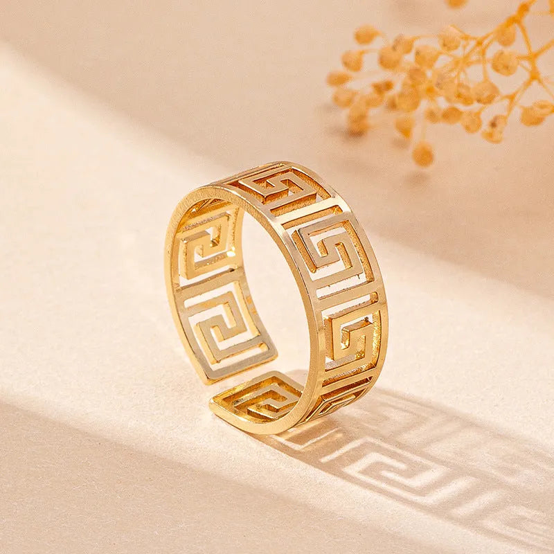 Women's geometric loop alloy electroplated collar earrings ring bracelet jewelry suit set